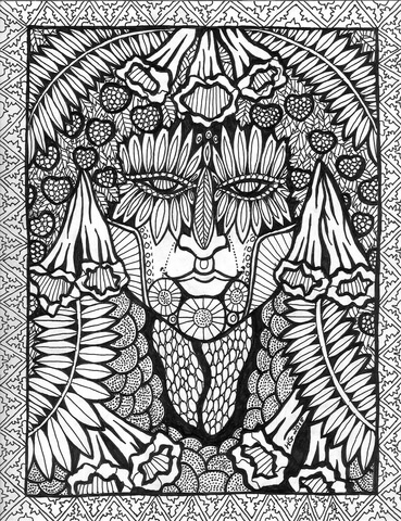 Face Of Summer Zentangle Coloring Page